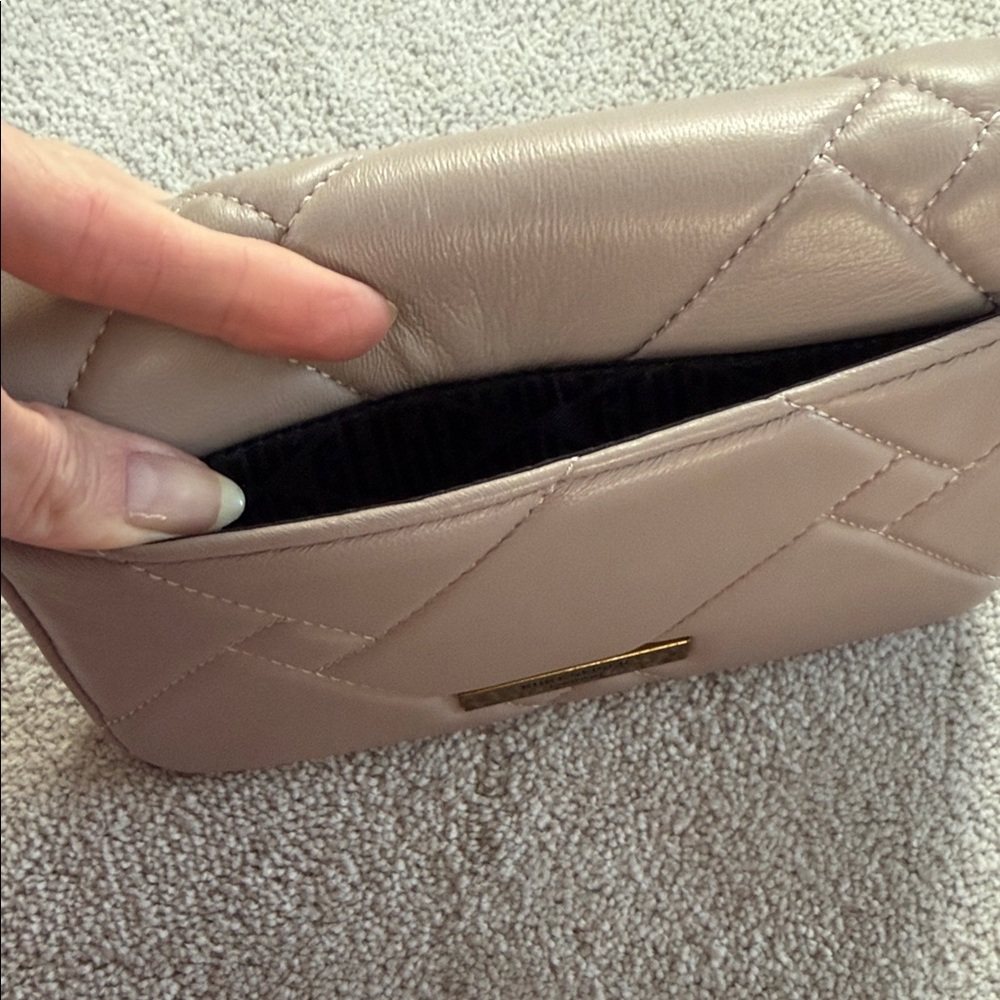Kurt Geiger Quilted Dark Beige Clutch - Picture 4 of 7